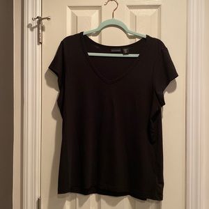 Tahari Black V-neck Cotton-blend T-Shirt